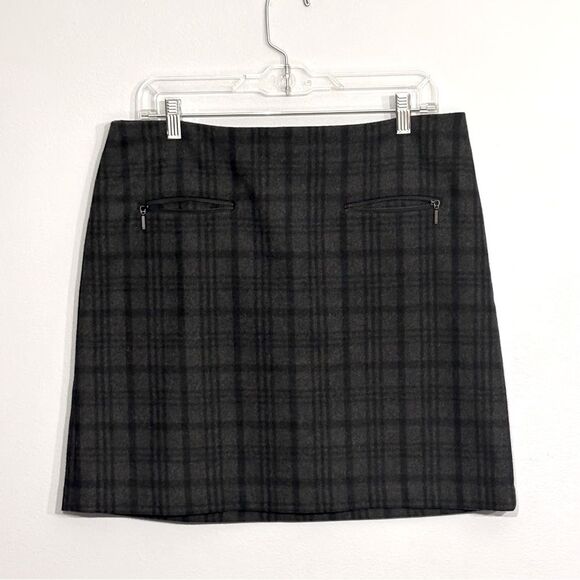 Katherine Barclay | Montreal Women’s Black Wool Plaid Pencil Skirt 10 - Picture 1 of 14